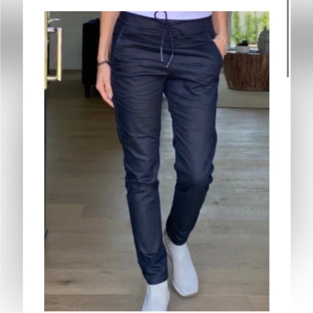 Flog Shely drawstring pants navy blue snakeskin trouser front tie Sz 27